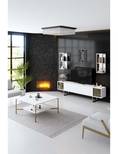 imagem de Combinação Living Room Furniture Dourado Line Branco Dourado1