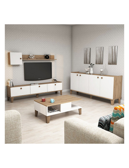 imagem de Conjunto de móveis de sala de estar branco carvalho1