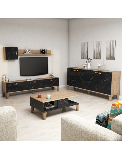 imagem de Conjunto de móveis de sala de estar em mármore de carvalho6