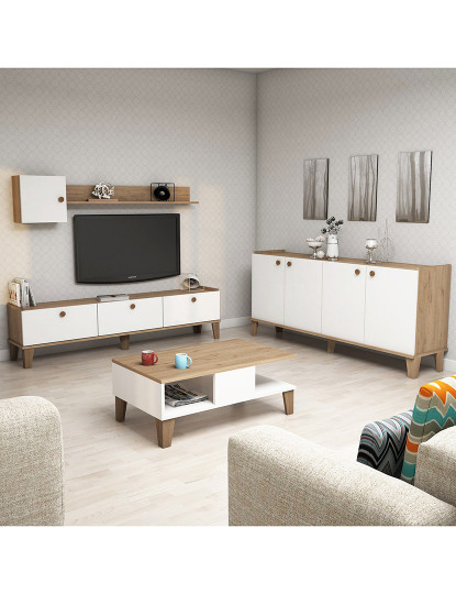 imagem de Conjunto de móveis de sala de estar branco carvalho6