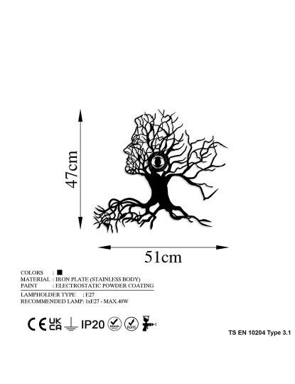 imagem de Candeeiro Parede Tree Man Preto8