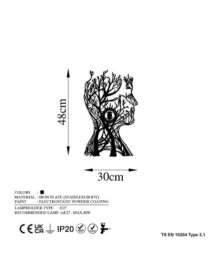 imagem de Candeeiro Parede Tree Man Preto8