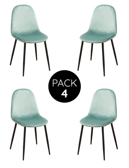 imagem de Pack 4 Cadeiras Oslo Veludo Metal Verde Água1