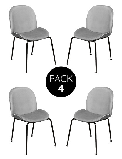 imagem de Pack 4 Cadeiras Modern Veludo Metal Cinza Claro1