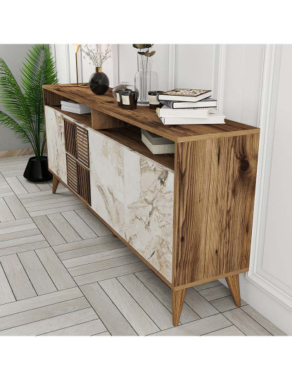 imagem de Aparador Milan Walnut Branco Mármore4