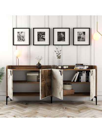 imagem de Aparador Venedik Walnut Branco Mármore3