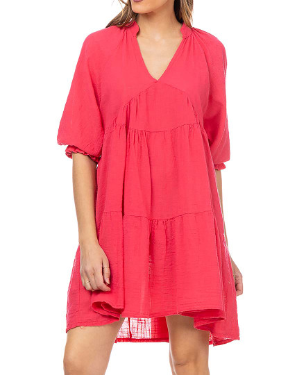 imagem de Vestido comprido com decote em V e mangas 3/4 Fucsia3