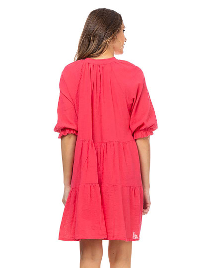 imagem de Vestido comprido com decote em V e mangas 3/4 Fucsia2