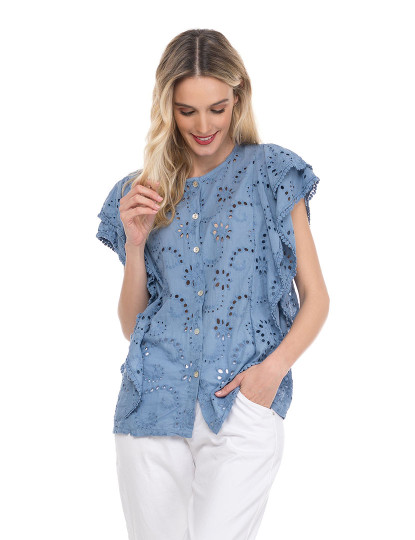 imagem de Blusa com botões Azul1