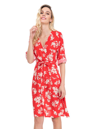 imagem de Vestido midi estampado Vermelho1