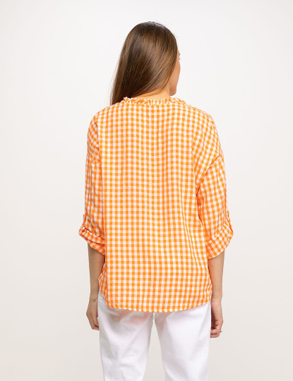 imagem de Blusa vichy com decote em V  Laranja2