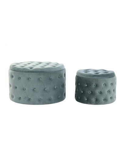 imagem de Conjunto De 2 Apoios Para Pés Em Mdf De Poliéster 70X70X42 Capitone1
