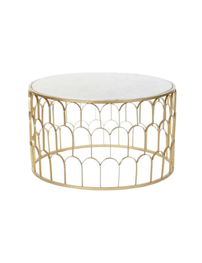 imagem de Mesa De Centro De Ferro E Mármore 87X87X51,5 Dourado1