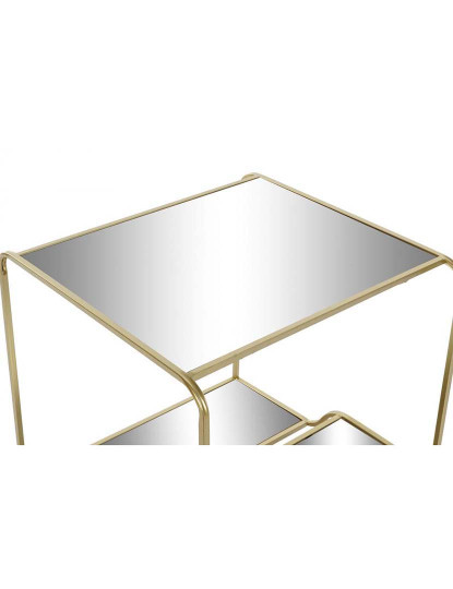 imagem de Mesa Lateral De Metal Com Espelho 50X50X55 Dourado Fosco2