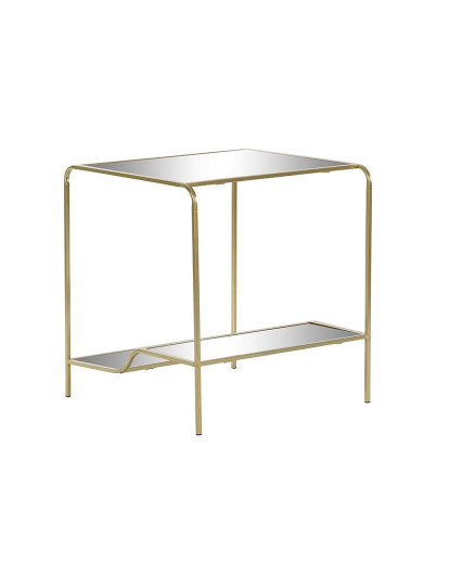 imagem de Mesa Lateral De Metal Com Espelho 50X50X55 Dourado Fosco1