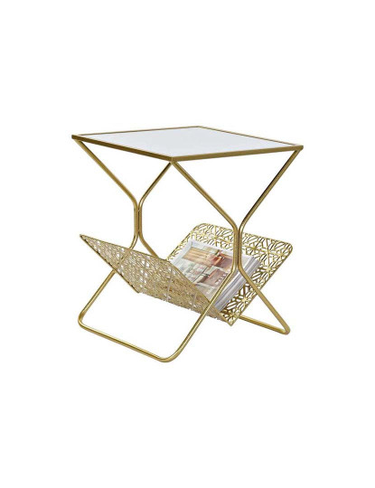 imagem de Porta-Revistas Com Espelho De Metal 45X45X55 Dourado4