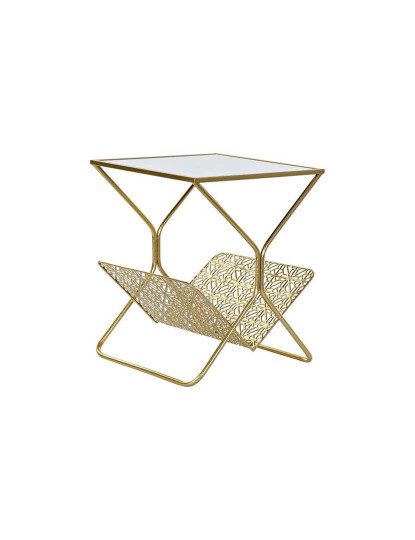 imagem de Porta-Revistas Com Espelho De Metal 45X45X55 Dourado1