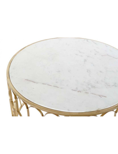 imagem de Mesa De Centro De Ferro E Mármore 87X87X51,5 Dourado2