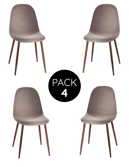 imagem de Pack 4 Cadeiras Oslo Veludo Madeira Taupe1