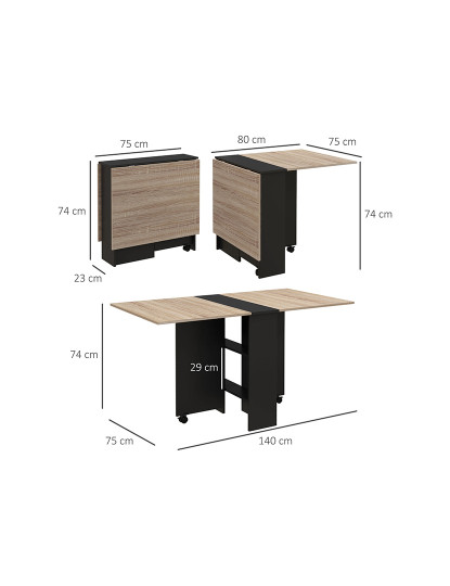 imagem de Mesa Cozinha Dobrável Madeira e Preto3