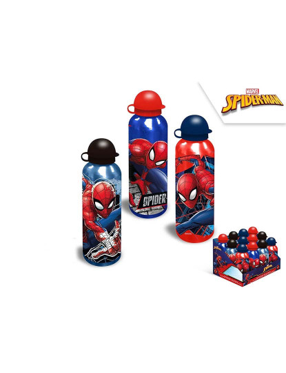 imagem de Garrafa Alumínio 500Ml 3 Desenhos Spiderman 12X11