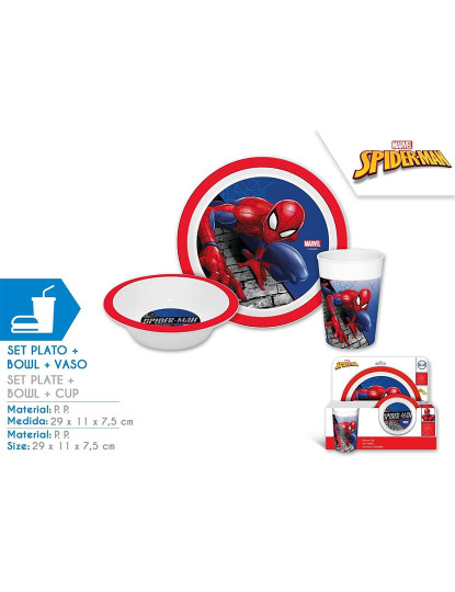 imagem de Prato + Tigela + Copo Spiderman 8X12
