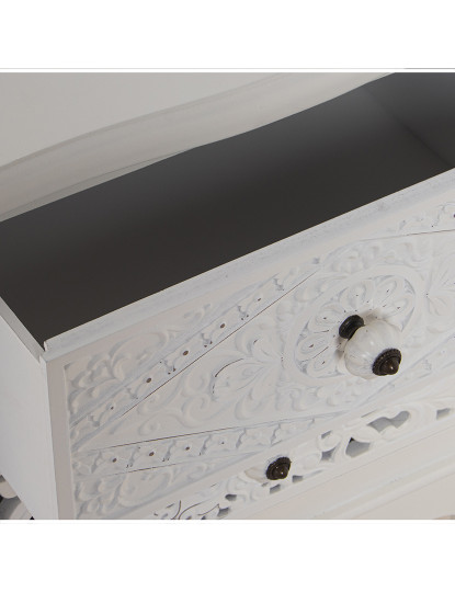 imagem de Mesa Cabeceira Madeira C 2 Gavetas Branco 4