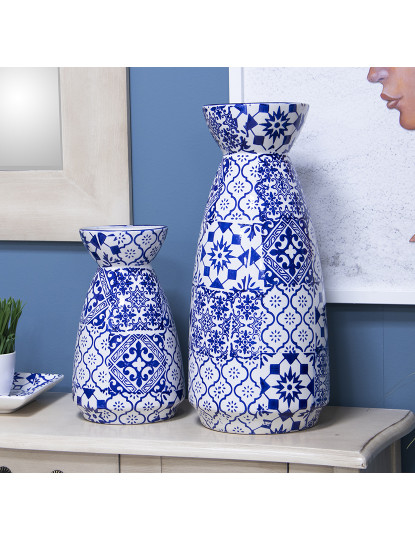 imagem de Jarra Cerâmica Decorado Azul e Branco6