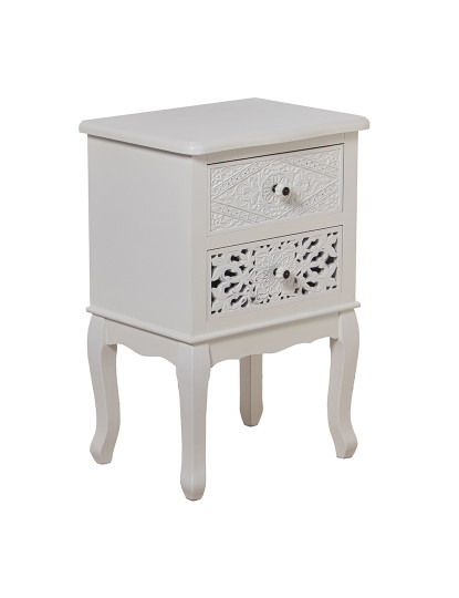 imagem de Mesa Cabeceira Madeira C 2 Gavetas Branco 1