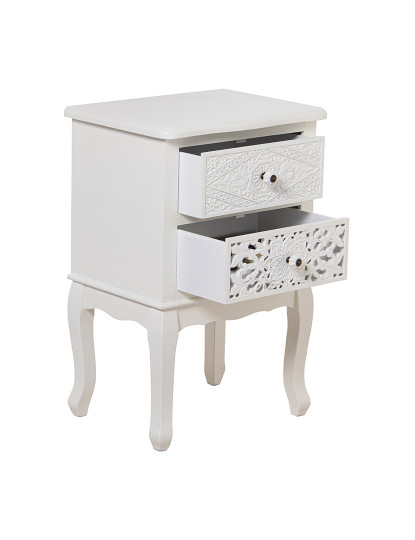 imagem de Mesa Cabeceira Madeira C 2 Gavetas Branco 5