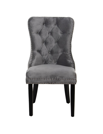 imagem de Conjunto de 2 Cadeiras de Veludo Cinza com Pernas de Madeira5