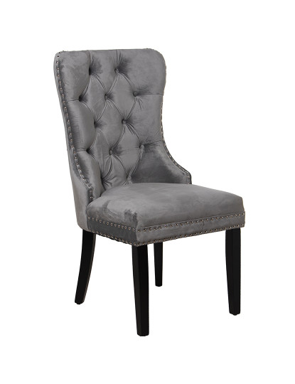 imagem de Conjunto de 2 Cadeiras de Veludo Cinza com Pernas de Madeira1