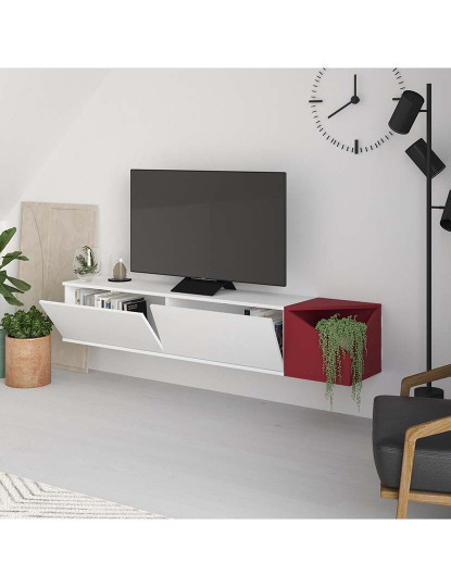 imagem de Móvel Tv Aulos Claret Vermelho Branco 3