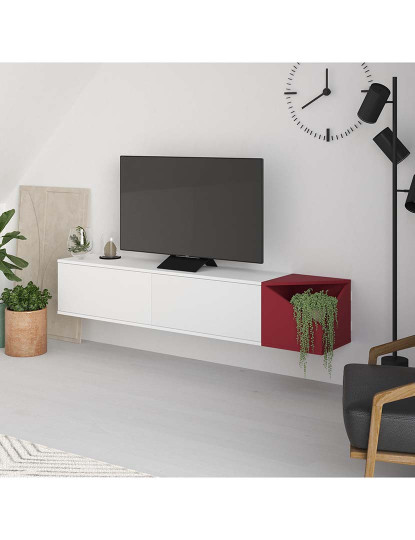 imagem de Móvel Tv Aulos Claret Vermelho Branco 2