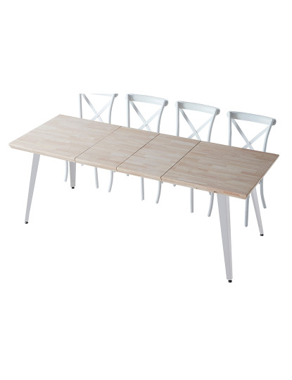 imagem de MESA DE JANTAR EXTENSÍVEL BERG 140 - 180 - 220 x 80 CM CARVALHO NORDÊS / BRANCO4