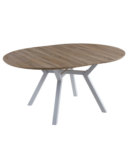 imagem de MESA DE JANTAR REDONDA EXTENSÍVEL DELTA 120 - 160 CM CARVALHO / BRANCO4