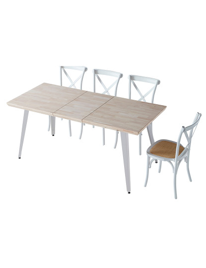 imagem de MESA DE JANTAR EXTENSÍVEL BERG 140 - 180 - 220 x 80 CM CARVALHO NORDÊS / BRANCO3