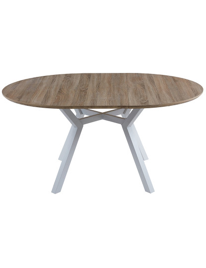 imagem de MESA DE JANTAR REDONDA EXTENSÍVEL DELTA 120 - 160 CM CARVALHO / BRANCO5