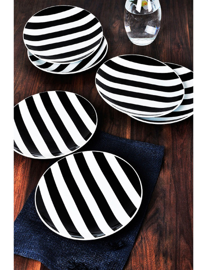 imagem de Conjunto de Pratos  Servir (6 Peças) Preto Branco3