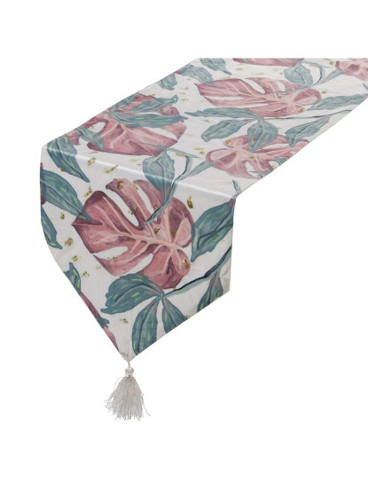 imagem de Caminho Mesa 33X180Cm Flores Poliéster 1
