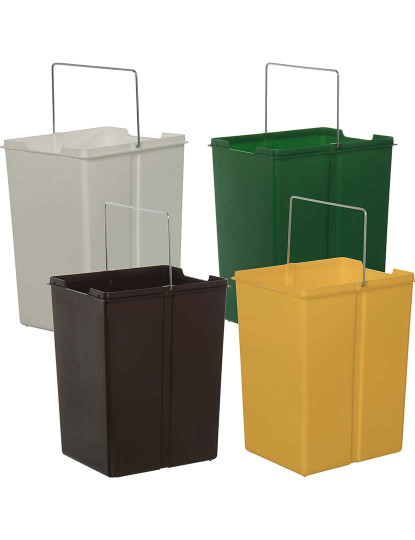 imagem de Caixote Lixo Reciclável 4 Cubos Branco Mate-4X18L4