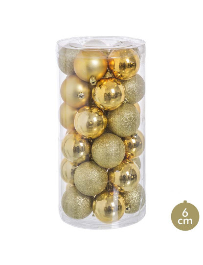 imagem de Bolas de Natal Dourado Plástico Purpurina 6x6x6 cm 30 un1