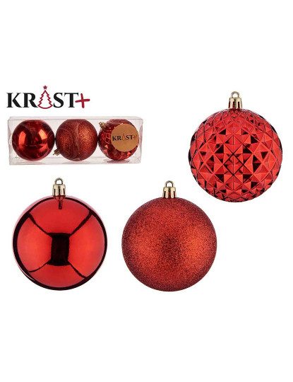 imagem de Bolas de Natal Ø 8 cm 3 un Vermelho PVC1