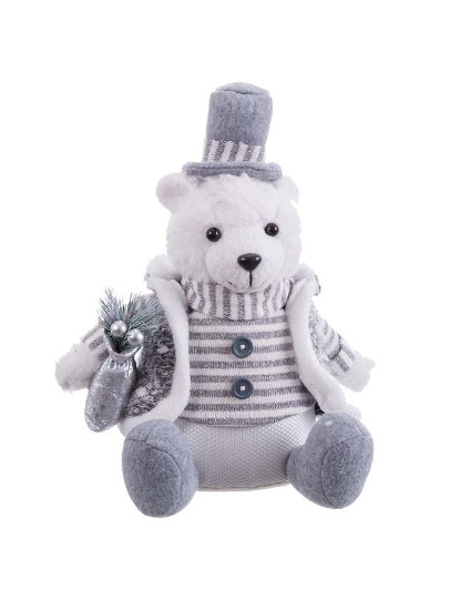 imagem de Enfeite de Natal Branco Cinza Arena Tecido Urso polar 10x13x28 cm1