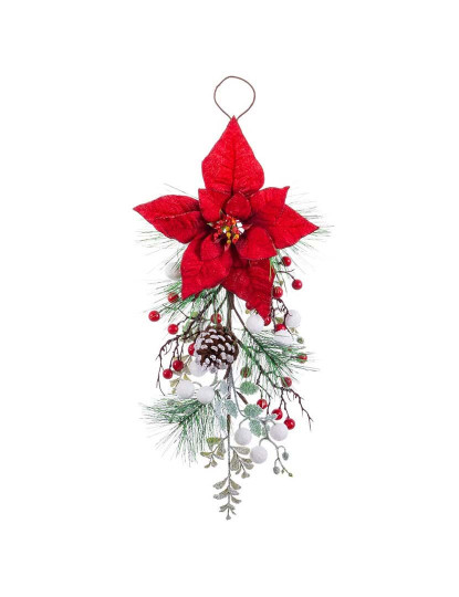 imagem de Decoração Portas Natal Vermelho Multicor Plástico Tecido Pinhas 60 cm1