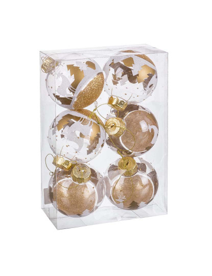 imagem de Bolas de Natal Dourado Plástico 8 cm 6 un1