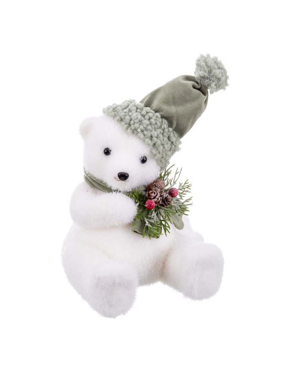 imagem de Enfeite de Natal Branco Multicor Plástico PolyFoam Tecido Urso 18x18x22 cm1