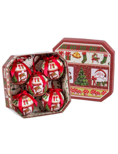 imagem de Bolas de Natal Multicor Papel PolyFoam Pai Natal 7,5x7,5x7,5 cm 5 un1