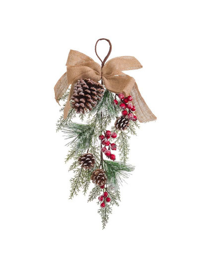 imagem de Decoração Portas Natal Branco Vermelho Verde Natural Ratán Plástico 55 cm1