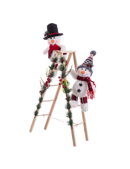 imagem de Enfeite de Natal Multicor Madeira Tecido Boneco de Neve 30x15x76 cm1